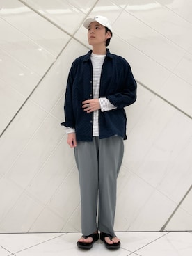 「FRUIT OF THE LOOM（フルーツオブザルーム）のアイテム」を使った、山﨑 亮太さん（メンズ・172cm）の春コーディネート