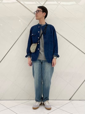「アイテム（デニムジャケット）」を使った、山﨑 亮太さん（メンズ・172cm）の夏コーディネート