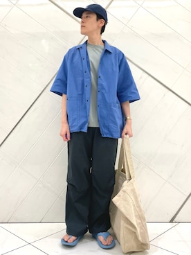 「EKAL（エカル）のアイテム」を使った、山﨑 亮太さん（メンズ・172cm）の夏コーディネート