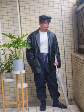 「GU（ジーユー）のアイテム（ハンチング/ベレー帽）」を使った、sukiyaki0202さん（メンズ・171cm）の冬コーディネート