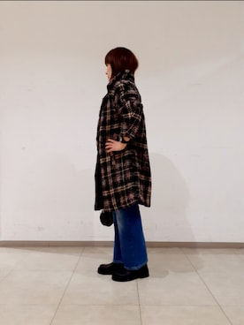 「Desigual（デシグアル）のアイテム（チェスターコート）」を使った、Desigual 新宿 STAFFさん（レディース・157cm）の秋コーディネート