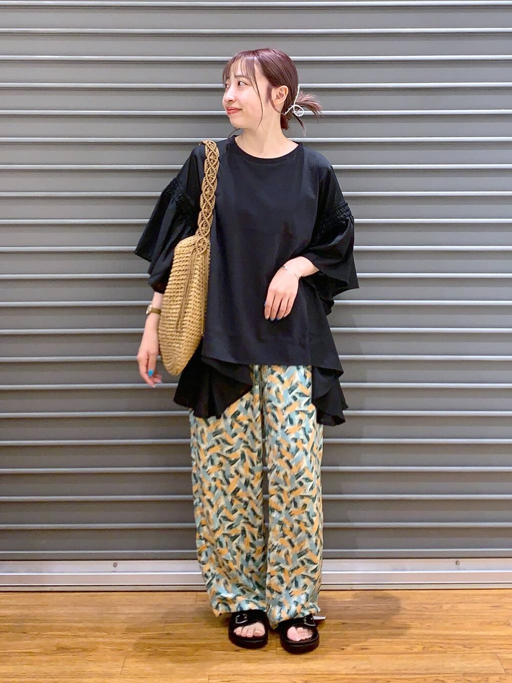 fafa様　C6377 シアーサテントップス×パンツコーデ fafa様 C6377 シアーサテントップス×パンツコーデ fafa様 C6377 シアー