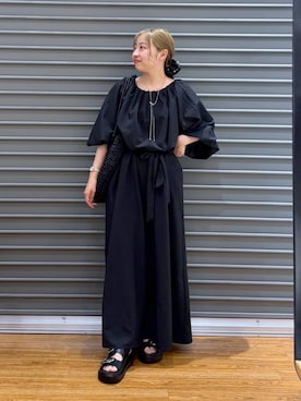 「LEPSIM（レプシィム）のベルトバックルクッションサンダル　638815（サンダル、ブラック系）」を使った、daharalepsimさん（レディース・151cm）の春コーディネート