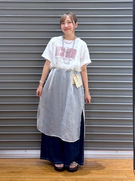「LEPSIM（レプシィム）の箔花柄キャミワンピース　1044384（ワンピース、ホワイト系）」を使った、daharalepsimさん（レディース・151cm）の夏コーディネート