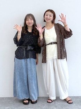 「LEPSIM（レプシィム）の変形バックルベルト　321510（ベルト、ブラウン系）」を使った、daharalepsimさん（レディース・151cm）の夏コーディネート