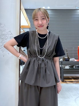 「LEPSIM（レプシィム）の3連ボールネックレス　287544（ネックレス、シルバー系）」を使った、daharalepsimさん（レディース・151cm）の春コーディネート