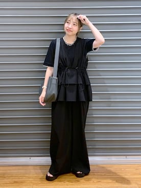 「アイテム（つなぎ/オールインワン、ブラック系）」を使った、daharalepsimさん（レディース・151cm）の夏コーディネート