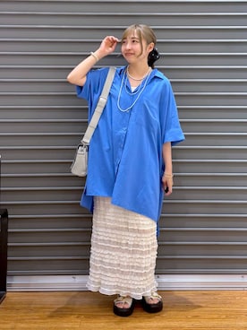 「LEPSIM（レプシィム）の3連ボールネックレス　287544（ネックレス、シルバー系）」を使った、daharalepsimさん（レディース・151cm）の夏コーディネート