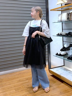 「アイテム（ママ＆ベビー、ブラック系）」を使った、daharalepsimさん（レディース・151cm）の夏コーディネート