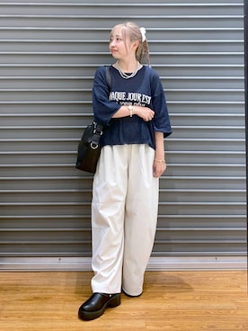 「LEPSIM（レプシィム）のイージーコクーンワイドパンツ　499926（その他パンツ）」を使った、daharalepsimさん（レディース・151cm）の夏コーディネート
