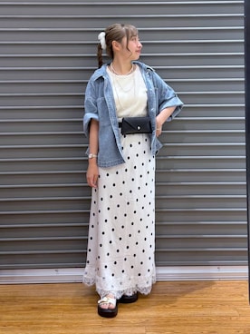 「LEPSIM（レプシィム）の3連ボールネックレス　287544（ネックレス、シルバー系）」を使った、daharalepsimさん（レディース・151cm）の夏コーディネート