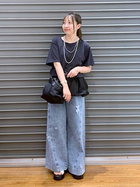 「LEPSIM（レプシィム）のイージーバギーデニム　290477（デニムパンツ）」を使った、daharalepsimさん（レディース・151cm）の秋コーディネート