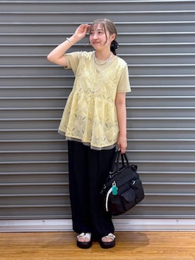 「LEPSIM（レプシィム）の3連ボールネックレス　287544（ネックレス、シルバー系）」を使った、daharalepsimさん（レディース・151cm）の夏コーディネート