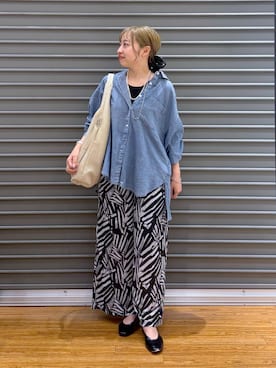 「LEPSIM（レプシィム）の楊柳柄イージーパンツ　290321（その他パンツ、ブラック系）」を使った、daharalepsimさん（レディース・151cm）の春コーディネート
