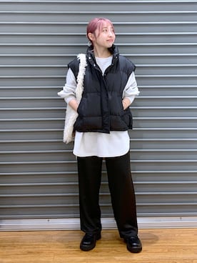 「デート/ロマンティック」｜「アイテム（ダウンベスト）」を使った、daharalepsimさん（レディース・151cm）の秋コーディネート