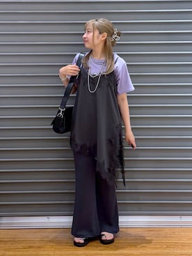 「LEPSIM（レプシィム）の3連ボールネックレス　287544（ネックレス、シルバー系）」を使った、daharalepsimさん（レディース・151cm）の夏コーディネート