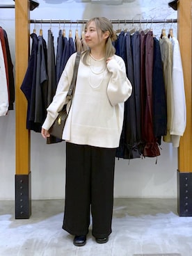 「LEPSIM（レプシィム）のサテンギャザーWストレートパンツ　600152（その他パンツ）」を使った、daharalepsimさん（レディース・151cm）の秋コーディネート