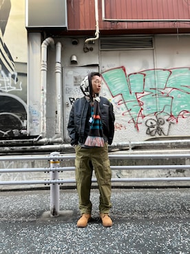 「秋冬コーデ」｜「アイテム（MA-1）」を使った、かんさん（メンズ・173cm）の冬コーディネート