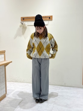「ehka sopo（エヘカソポ）のアイテム（ニットキャップ/ビーニー）」を使った、namiさん（レディース・158cm）の冬コーディネート