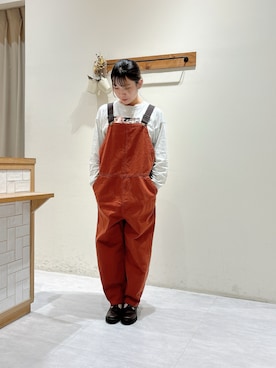 「アイテム（オールインワン・サロペット、オレンジ系）」を使った、namiさん（レディース・158cm）の秋コーディネート