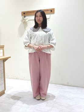 「春カラー」｜「アイテム（ノーカラージャケット）」を使った、namiさん（レディース・158cm）の春コーディネート
