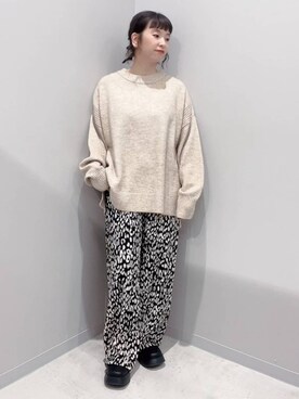 「GLOBAL WORK Smile Seed Store（グローバルワーク スマイルシードストア）のふわもちチュニックプルオーバー/116046（ニット/セーター）」を使った、yochiko713さん（レディース・148cm）の冬コーディネート