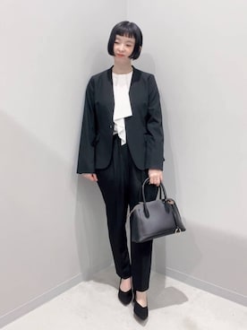 「バッグ」｜「アイテム（ノーカラージャケット）」を使った、yochiko713さん（レディース・148cm）の冬コーディネート