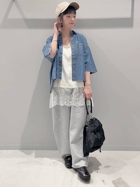 「GLOBAL WORK（グローバルワーク）のアイテム（帽子）」を使った、yochiko713さん（レディース・148cm）の夏コーディネート