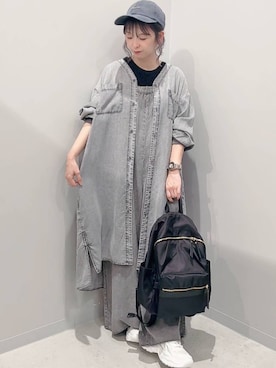 「アイテム（サロペット/オーバーオール、グレー系）」を使った、yochiko713さん（レディース・148cm）の秋コーディネート