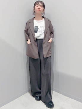 「アイテム（テーラードジャケット）」を使った、yochiko713さん（レディース・148cm）の夏コーディネート