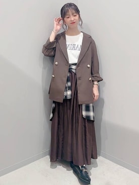 「GLOBAL WORK（グローバルワーク）のアイテム（テーラードジャケット）」を使った、yochiko713さん（レディース・148cm）の秋コーディネート