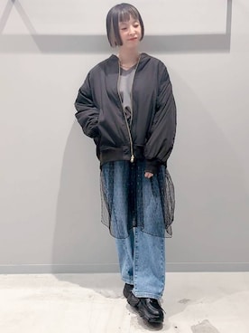 「GLOBAL WORK（グローバルワーク）のアイテム（ブルゾン）」を使った、yochiko713さん（レディース・148cm）の秋コーディネート