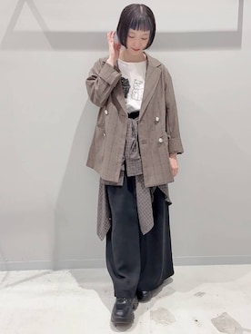「アイテム（テーラードジャケット）」を使った、yochiko713さん（レディース・148cm）の秋コーディネート