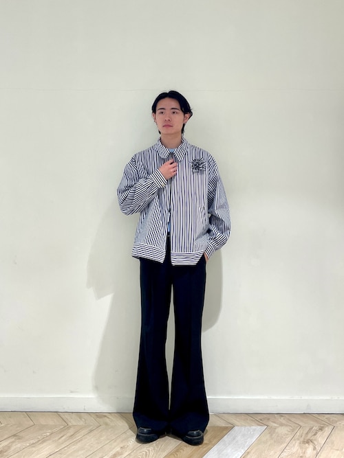 セール】hxcyyd × SOP ストライプフラワーコサージュシャツブルゾン
