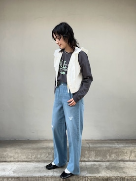 「Samansa Mos2 blue（サマンサモスモスブルー）のアイテム（ベスト）」を使った、はさん（レディース・158cm）の冬コーディネート