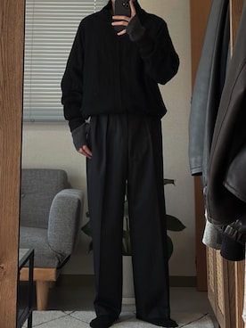 「Llife（ライフ）のLlife CASHMERE KNIT ARM WARMER（アームカバー）」を使った、凪さん（メンズ・172cm）の冬コーディネート