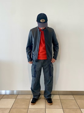 「AVIREX（アヴィレックス）のアイテム（ライダースジャケット）」を使った、REIMAさん（メンズ・172cm）の秋コーディネート