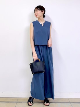 「ROPE'（ロペ）のランダムパールショートネックレス（ネックレス、ホワイト系）」を使った、kanaさん（レディース・165cm）の春コーディネート