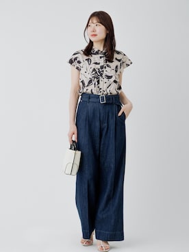 「E'POR（エポール）の【E'POR】BAMBOO BAG Mini 【超軽量】（ハンドバッグ、ホワイト系）」を使った、kanaさん（レディース・165cm）の春コーディネート