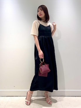 「Tシャツ/カットソー」｜「アイテム（ワンピース/ドレス）」を使った、kanaさん（レディース・165cm）の夏コーディネート