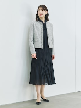 「アイテム（ノーカラージャケット）」を使った、kanaさん（レディース・165cm・20代）の秋コーディネート