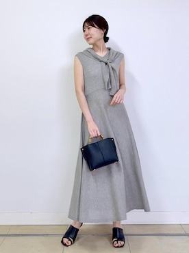 「ROPE'（ロペ）の【E'POR】BAMBOO BAG Mini/超軽量・26SS（ハンドバッグ、ブラック系）」を使った、kanaさん（レディース・165cm）の春コーディネート