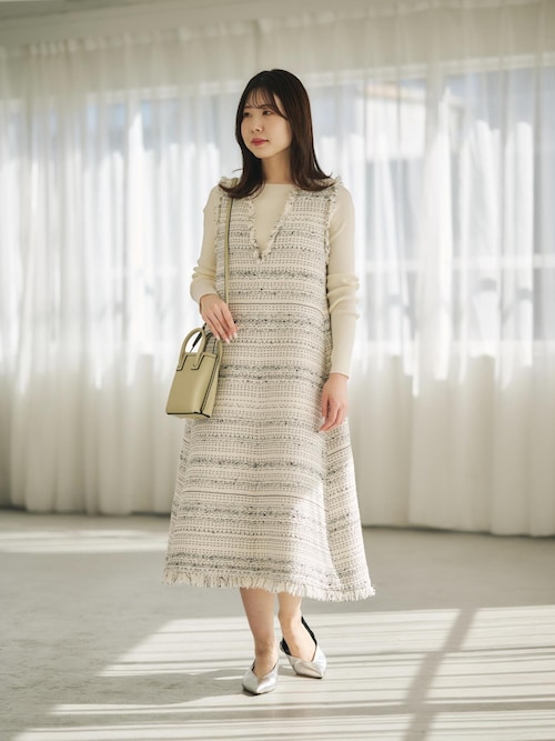 ROPE'（ロペ） ワンピース 「GIOLICA（ジオリカ）」別注TWEED V OP