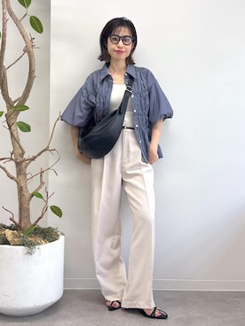 「アイテム（スラックス）」を使った、_ichiさん（レディース・154cm）の夏コーディネート