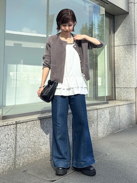 「アイテム（ノーカラージャケット）」を使った、_ichiさん（レディース・154cm）の秋コーディネート