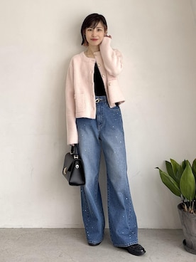 「アイテム（ノーカラージャケット）」を使った、_ichiさん（レディース・154cm・30代）の秋コーディネート