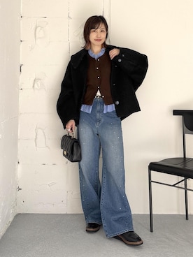 「アイテム（デニムパンツ）」を使った、_ichiさん（レディース・154cm・30代）の秋コーディネート