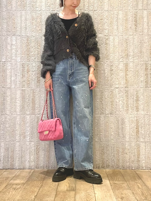 セール】【2WAY】フェイクレザー＆ベロアキルティングショルダーバッグ 