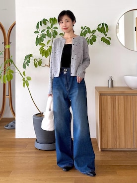 「VIS（ビス）のカップ付きWストラップキャミソール（キャミソール）」を使った、_ichiさん（レディース・154cm）の秋コーディネート