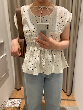 「LOWRYS FARM（ローリーズファーム）のレースデニム　601055（デニムパンツ、ブルー系）」を使った、kumadayoooさん（レディース）の夏コーディネート